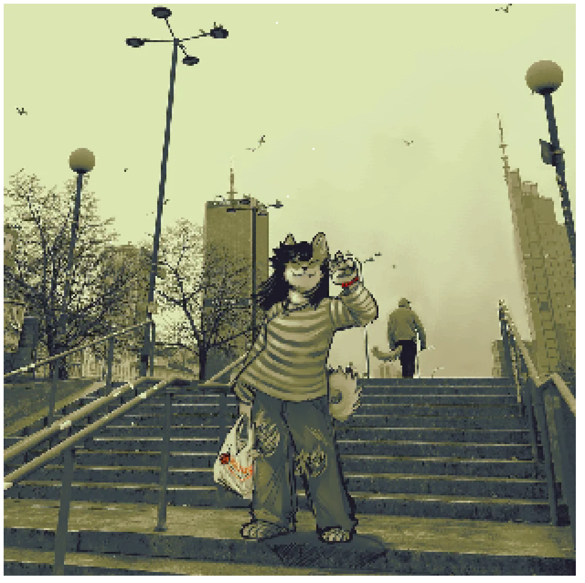 Furry in Warsaw, pixel art by LemonSlayer