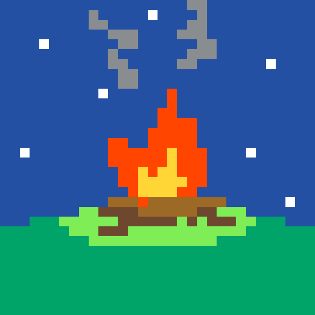 Campfire pixel art by Lusou for the October 26, 2026 daily prompt