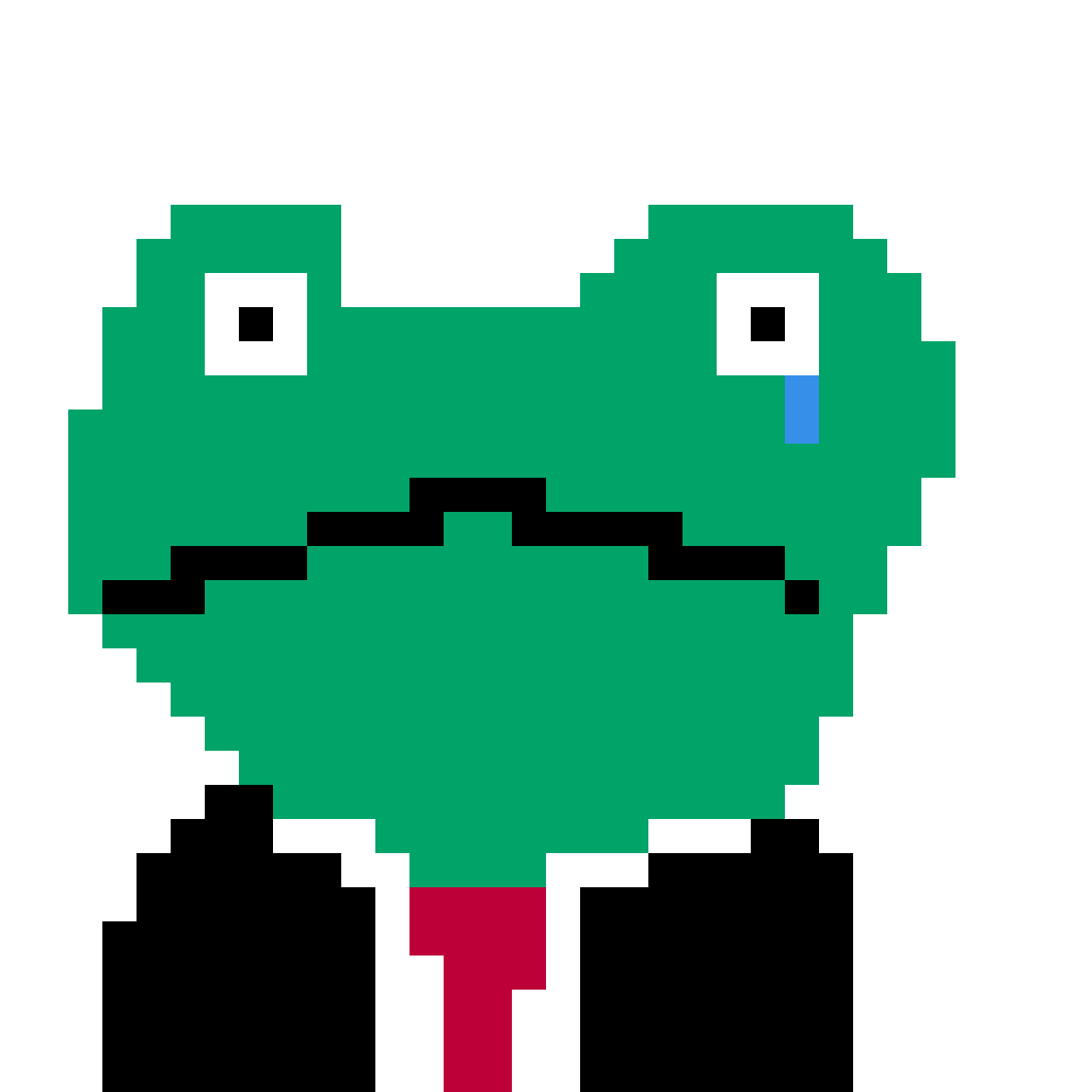 Pixel art of a frog with a job by Electric Legend for the September 24, 2026 daily prompt