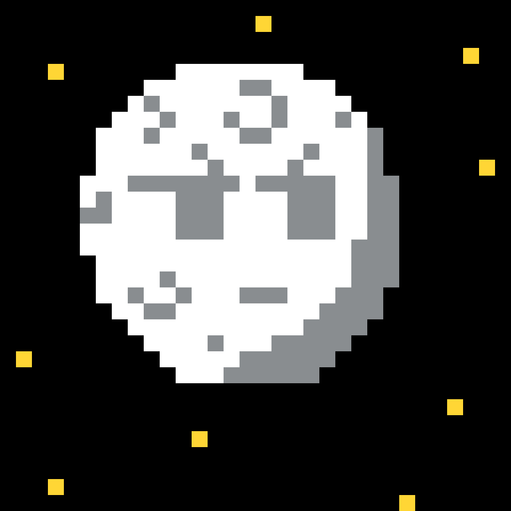 Pixel art of a grumpy moon by Lusou for the September 14, 2026 daily prompt