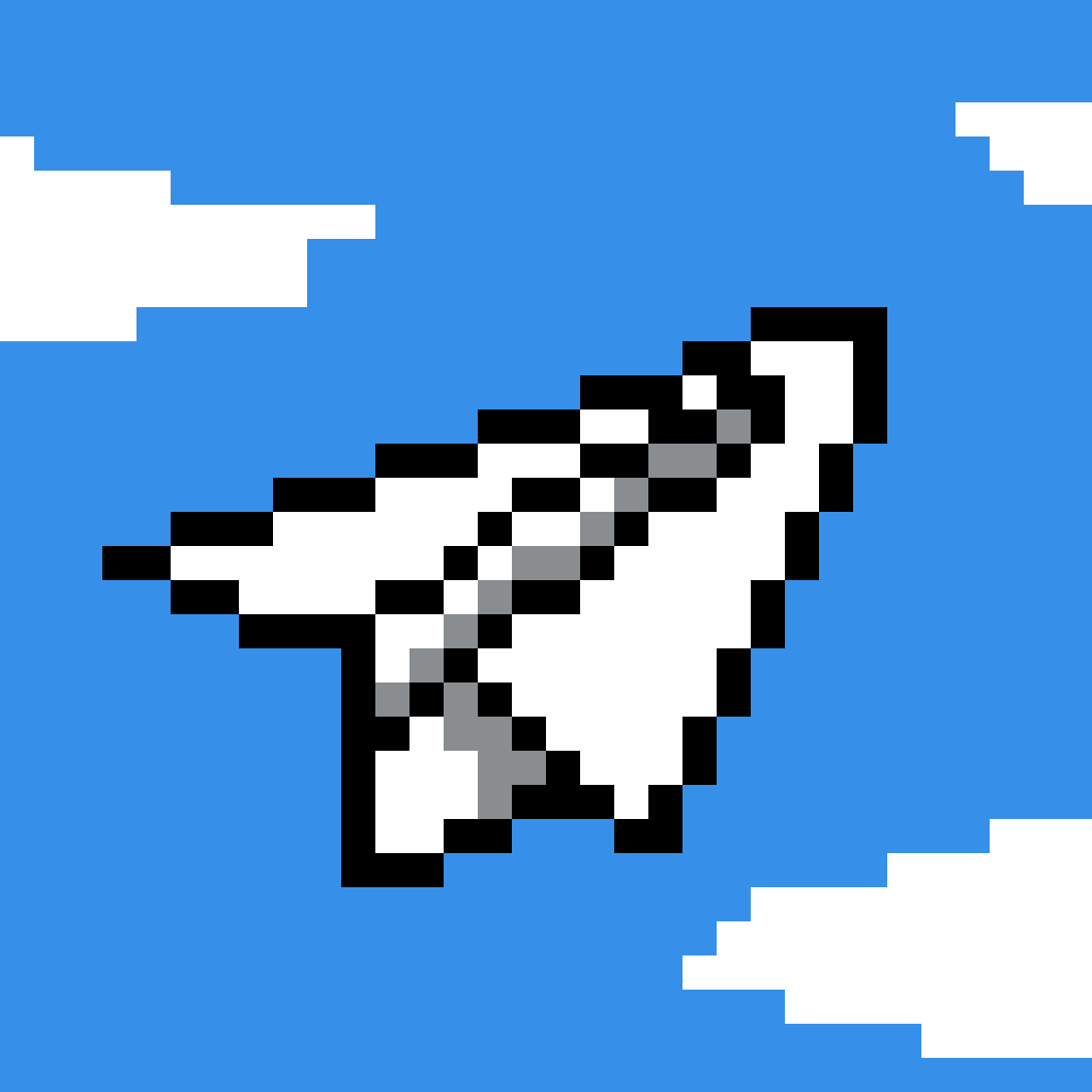 Paper airplane pixel art by Lusou for the September 5, 2026 daily prompt