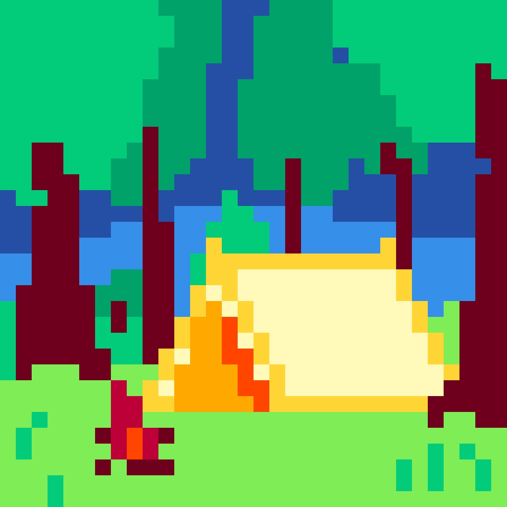 Tent pixel art by Lusou for the August 29, 2026 daily prompt