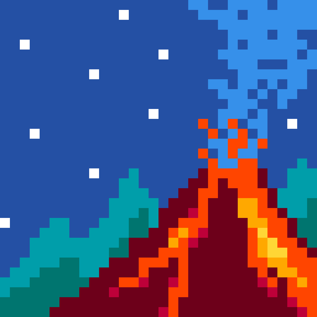 Volcano pixel art by Lusou for the September 4, 2026 daily prompt